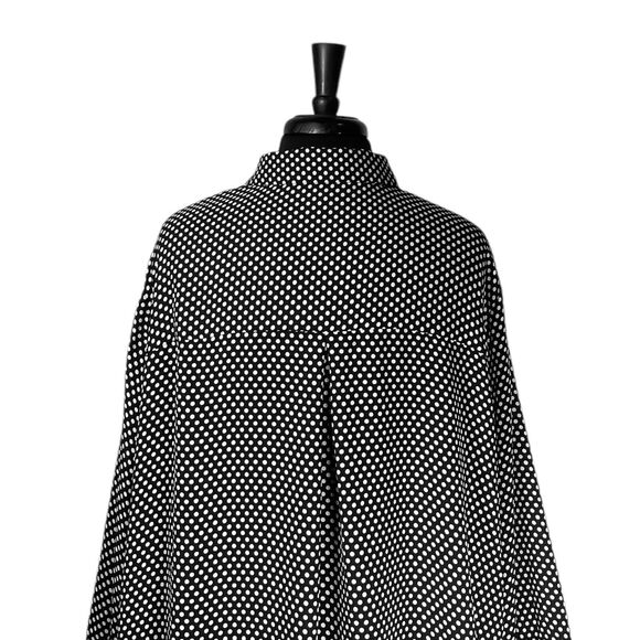 Rose + Olive Women's Shirt Button Up Black White Polka Dot Pleated Blouse Top 3X - Picture 7 of 9